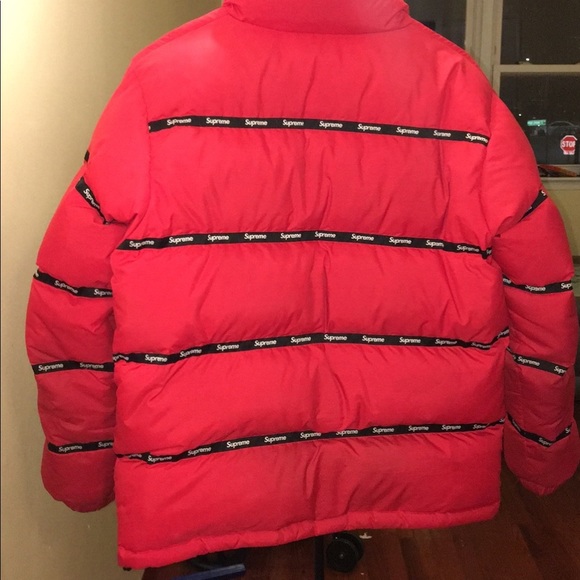 supreme tape puffy jacket